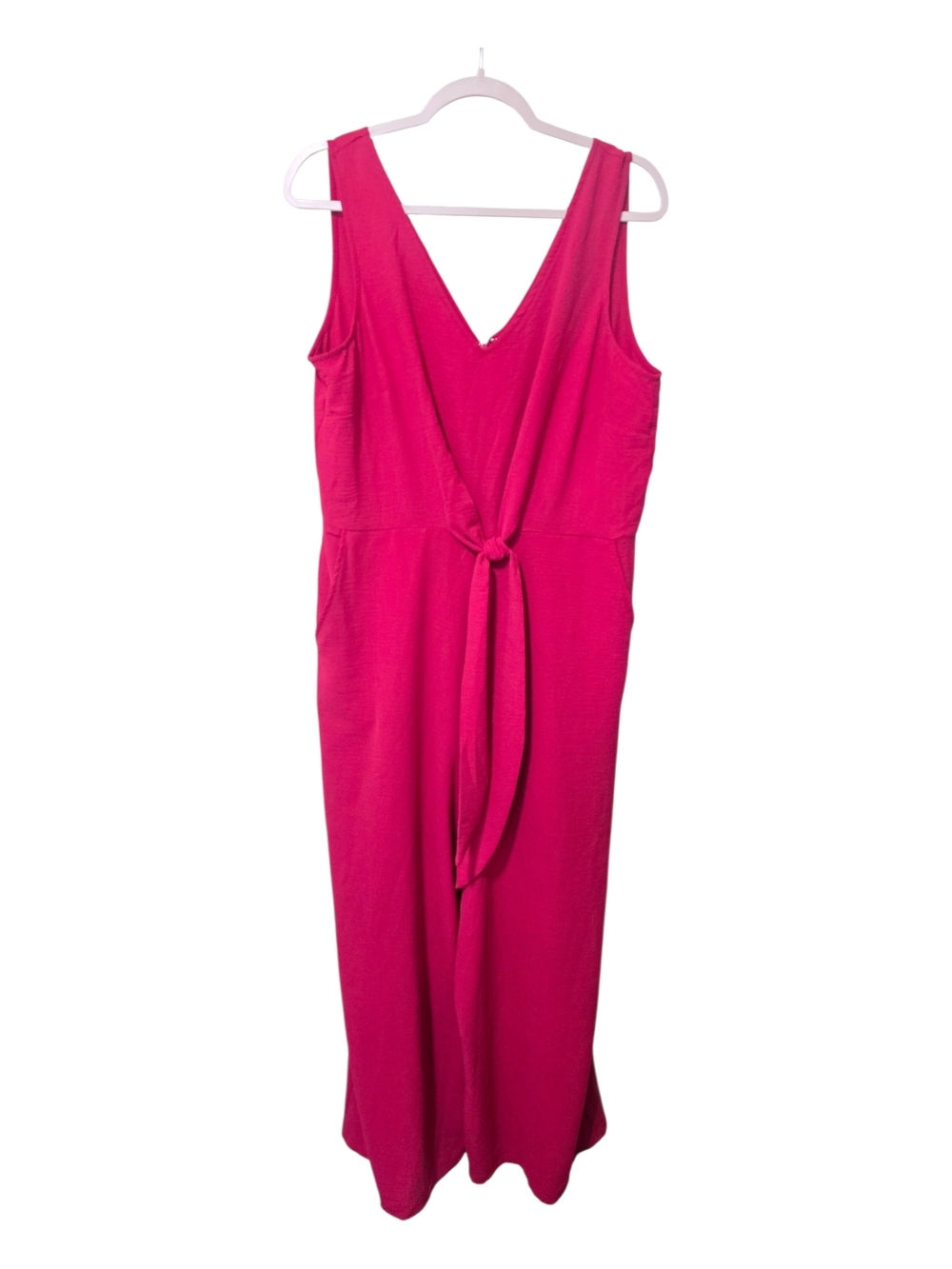 MSK Fuchsia Hot Pink Wide Leg Jumpsuit Tie Front Sleeveless L Resort Barbiecore